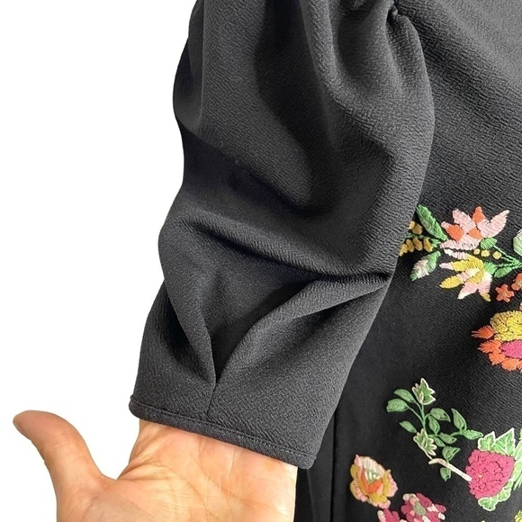 Zara Black Shift Dress With Puff Printed Floral design 🤍 - Picture 5 of 10